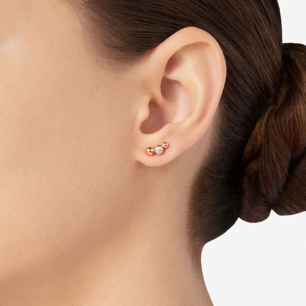 Ohrstecker Bollicine – 9K Roségold & Diamant