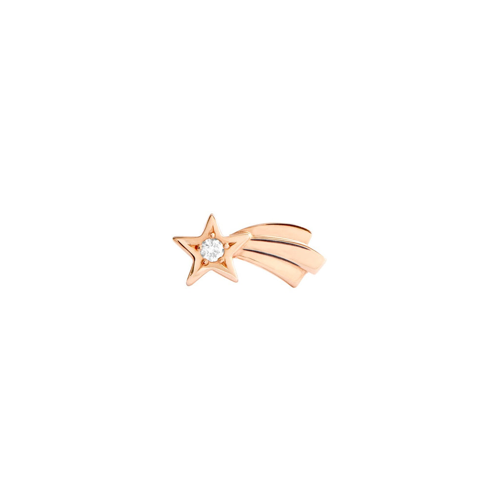 Left Shooting Star Earring - 9K Rose Gold & Diamonds