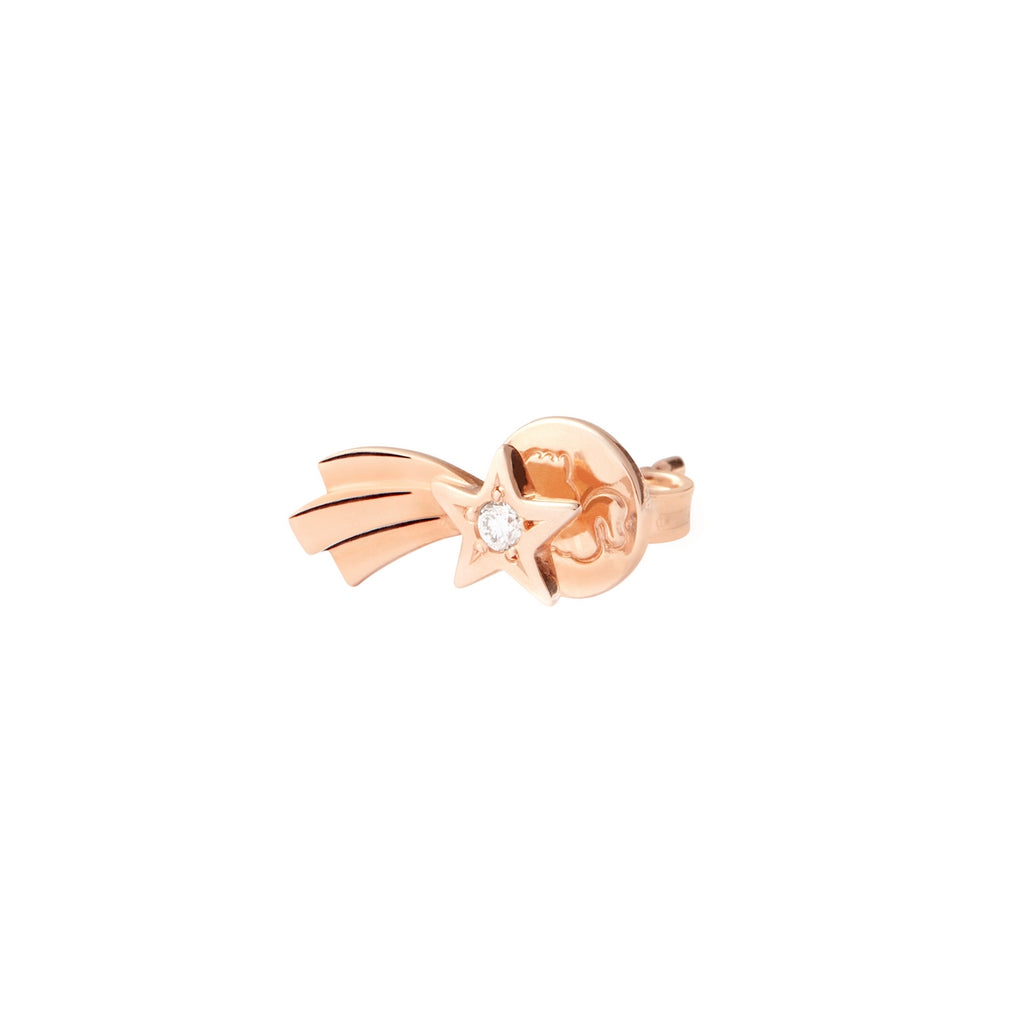 Right Shooting Star Earring - 9K Rose Gold & Diamonds