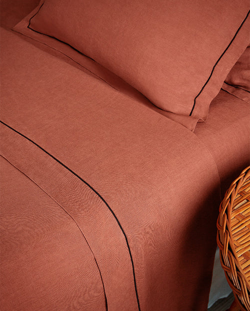 Drap Housse - Lin - Terracotta