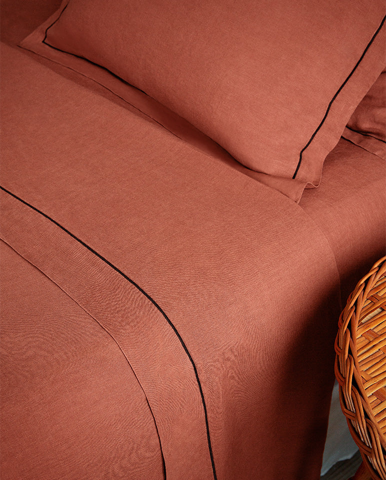 Drap Housse - Lin - Terracotta
