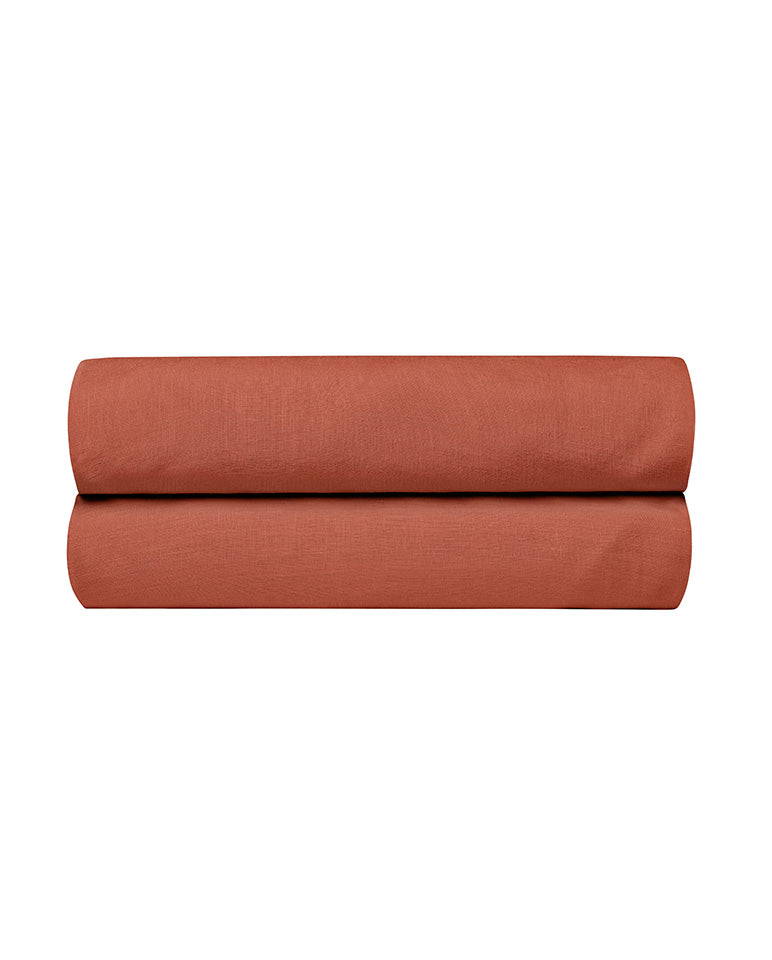 Lenzuolo con Angoli - Lino - Terracotta
