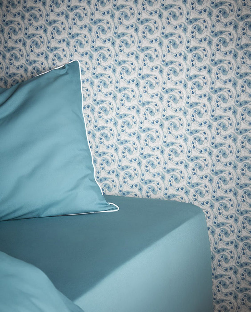 Drap Housse - Percale De Coton - Bleu Chardin