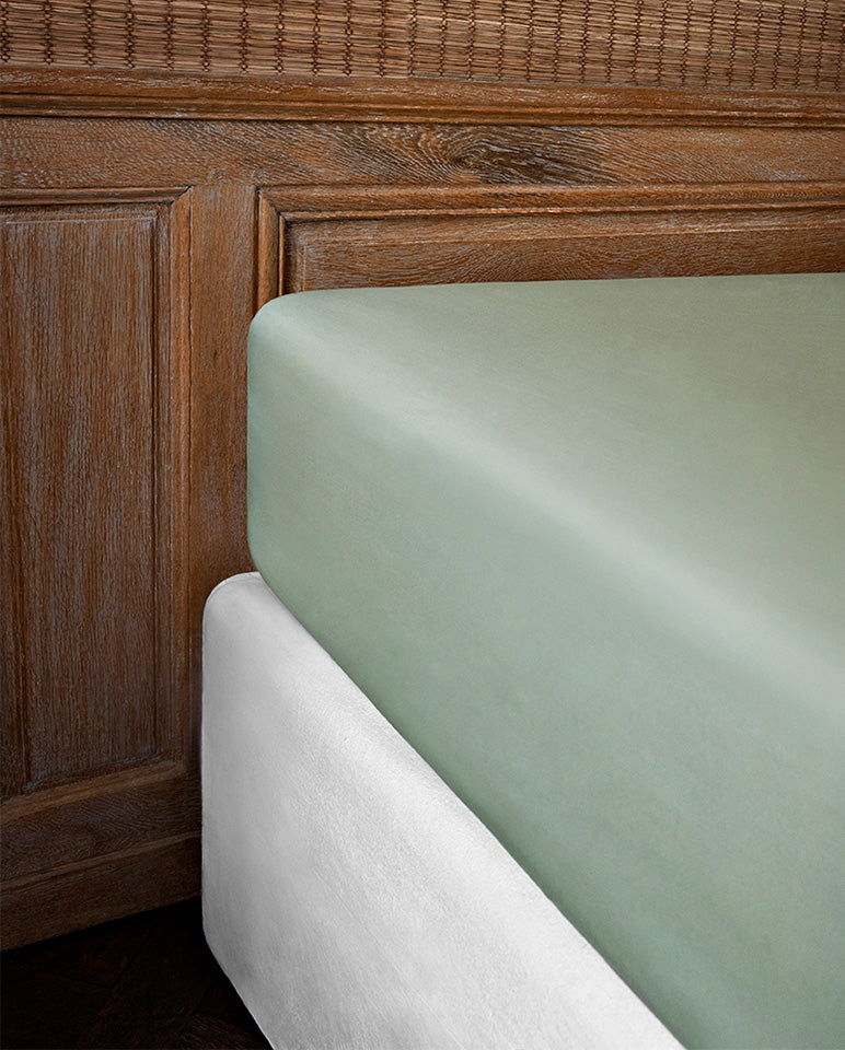 Drap Housse - Percale De Coton - Vert Amande