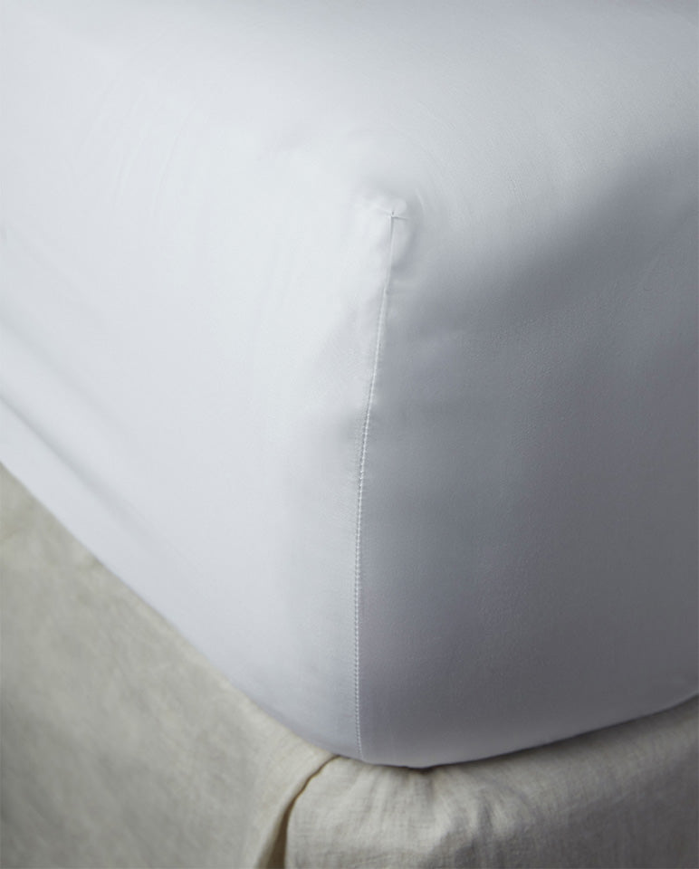 Drap housse Satin de coton - Bonnet 40cm - Blanc
