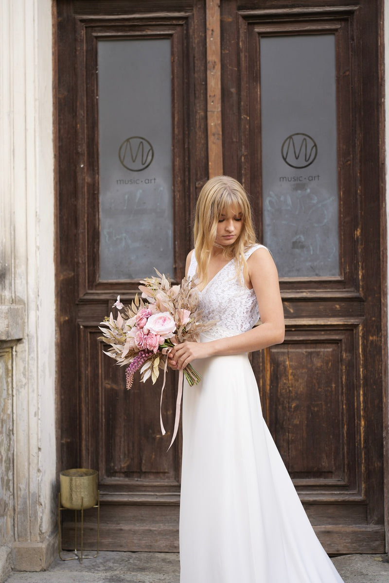 Robe Longue Iris - Blanc Soie Et Blanc Optique