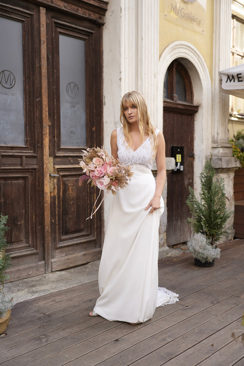 Robe Longue Iris - Blanc Soie Et Blanc Optique