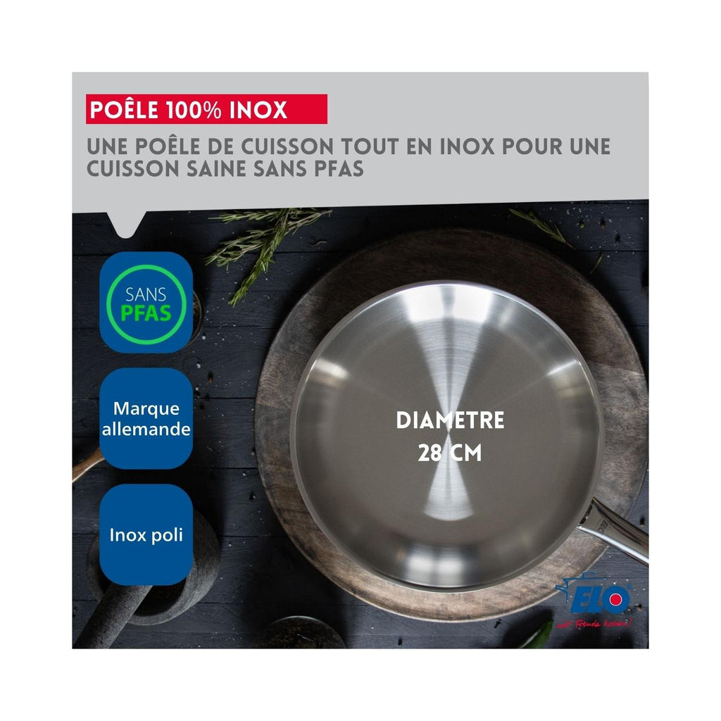Padella In Acciaio Inox 18/10 Senza Rivestimento Elo Profi Therm - Inox