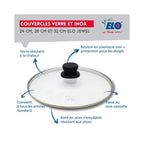 Set De 2 Poêles Céramique Sans Pfas Et 2 Couvercles Bistro Line Elo - Gris/Noir/Transparent