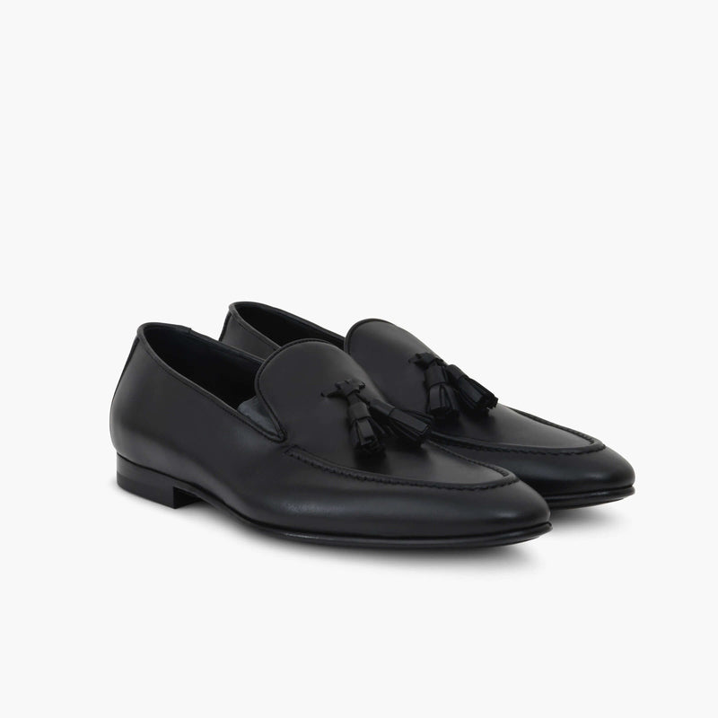 Mocassins Pompon - Cuir De Veau Lisse - Noir