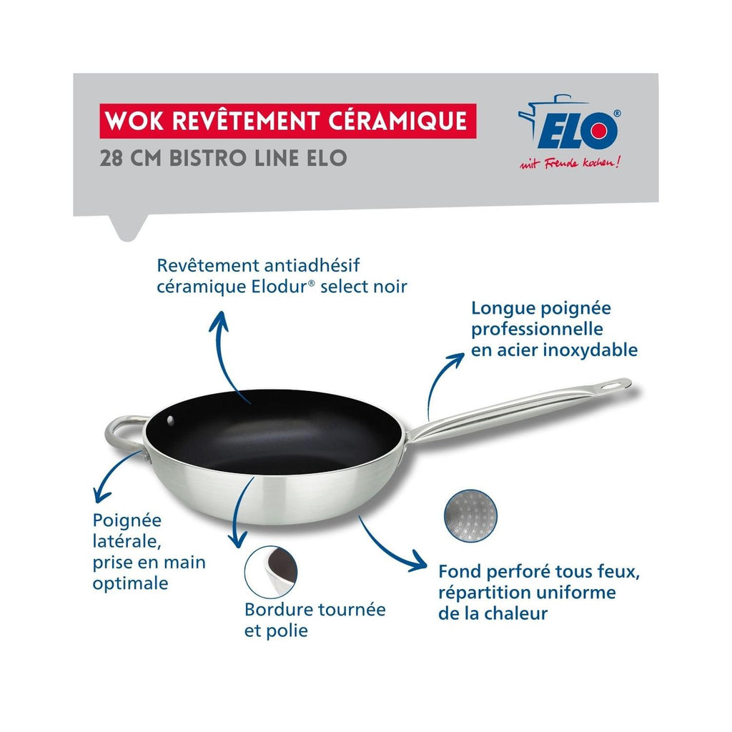 PFAS-Free Ceramic Wok Pan Bistro Line Elo - Grey/Black