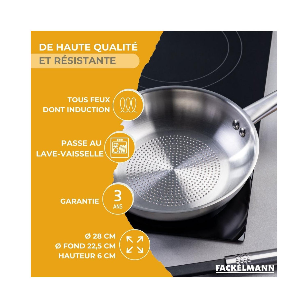 Sartén De Acero Inoxidable 18/8 Fackelmann Ovalgriff - Acero Inoxidable