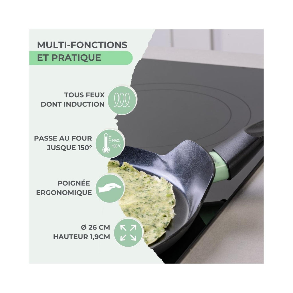 Crepera De Aluminio Con Revestimiento Cerámico Antiadherente Sin PFAS Fackelmann Brandao - Negro/Verde