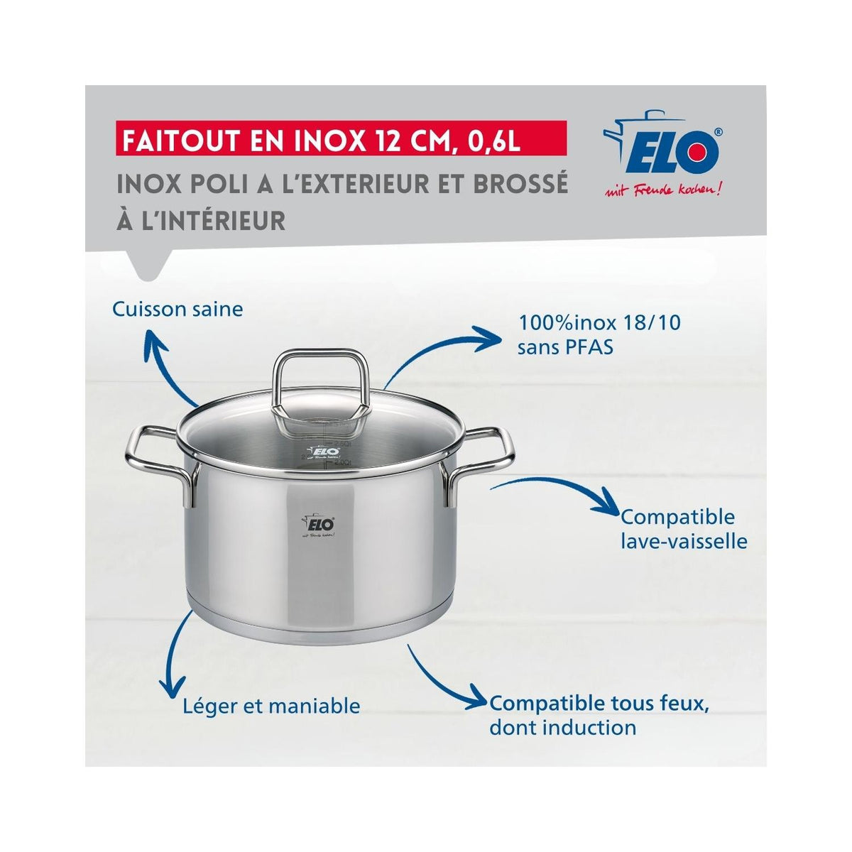 Olla De Acero Inoxidable Elo Citrin - Gris