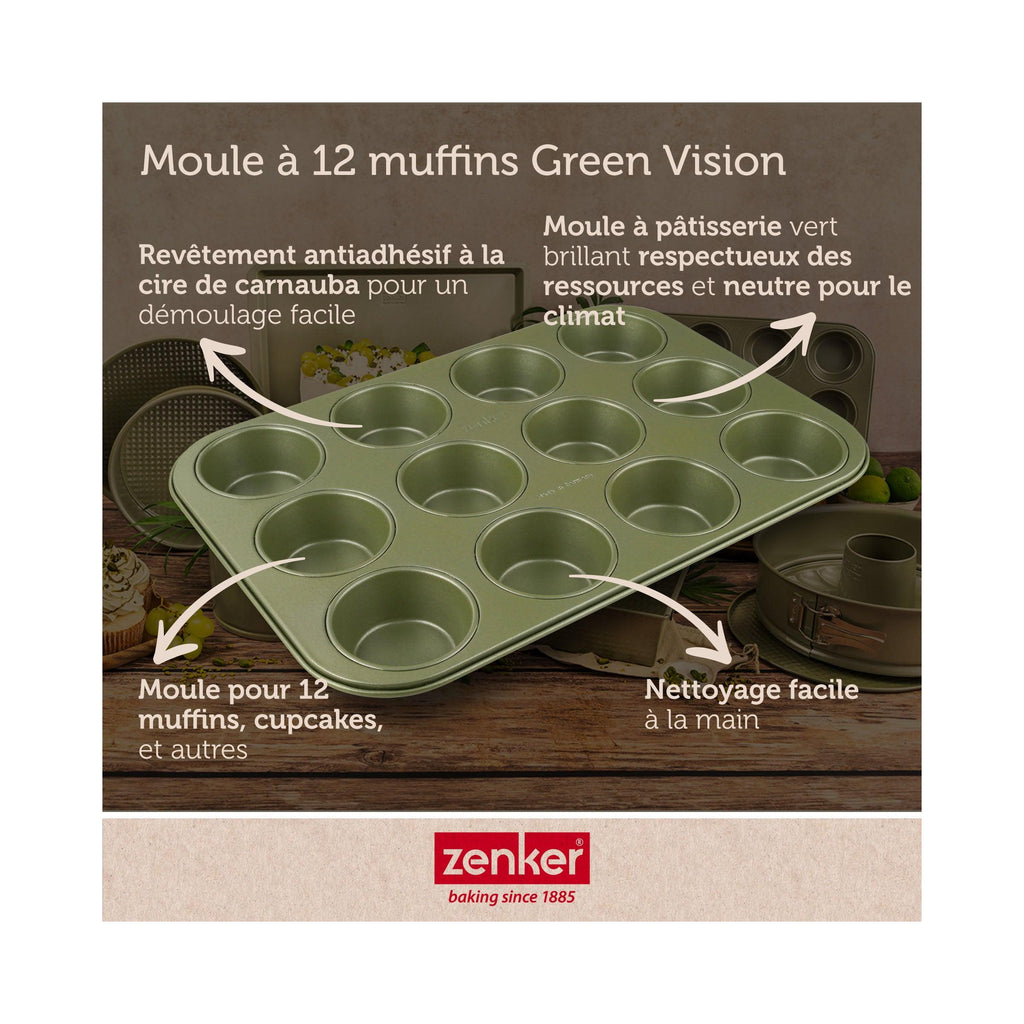 Moule À Muffins 12 Empreintes Zenker Green Vision - Vert