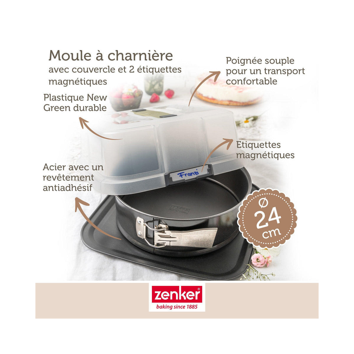 Round Springform Tin With Transport Lid Zenker Bake Click And Go - Black