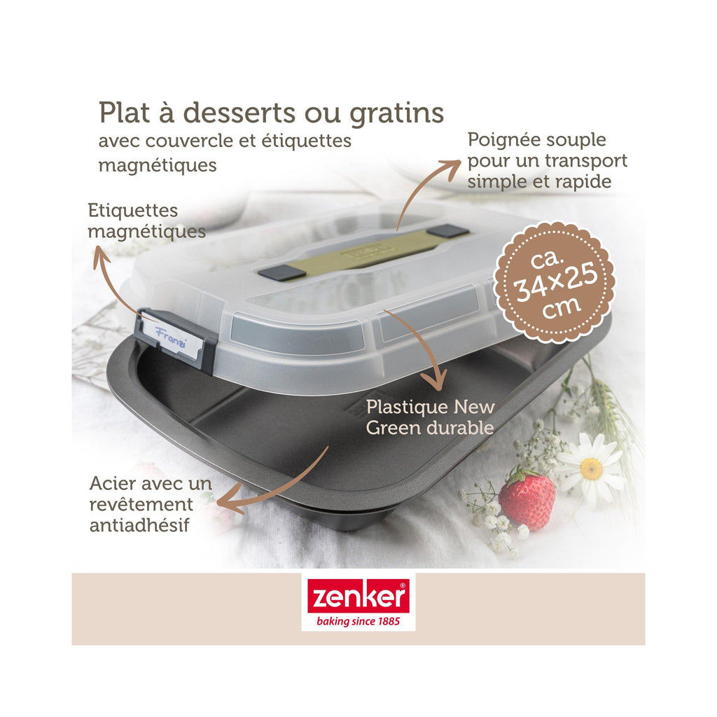 Rectangular Cake Tin with Transport Lid Zenker Bake Click And Go - Black