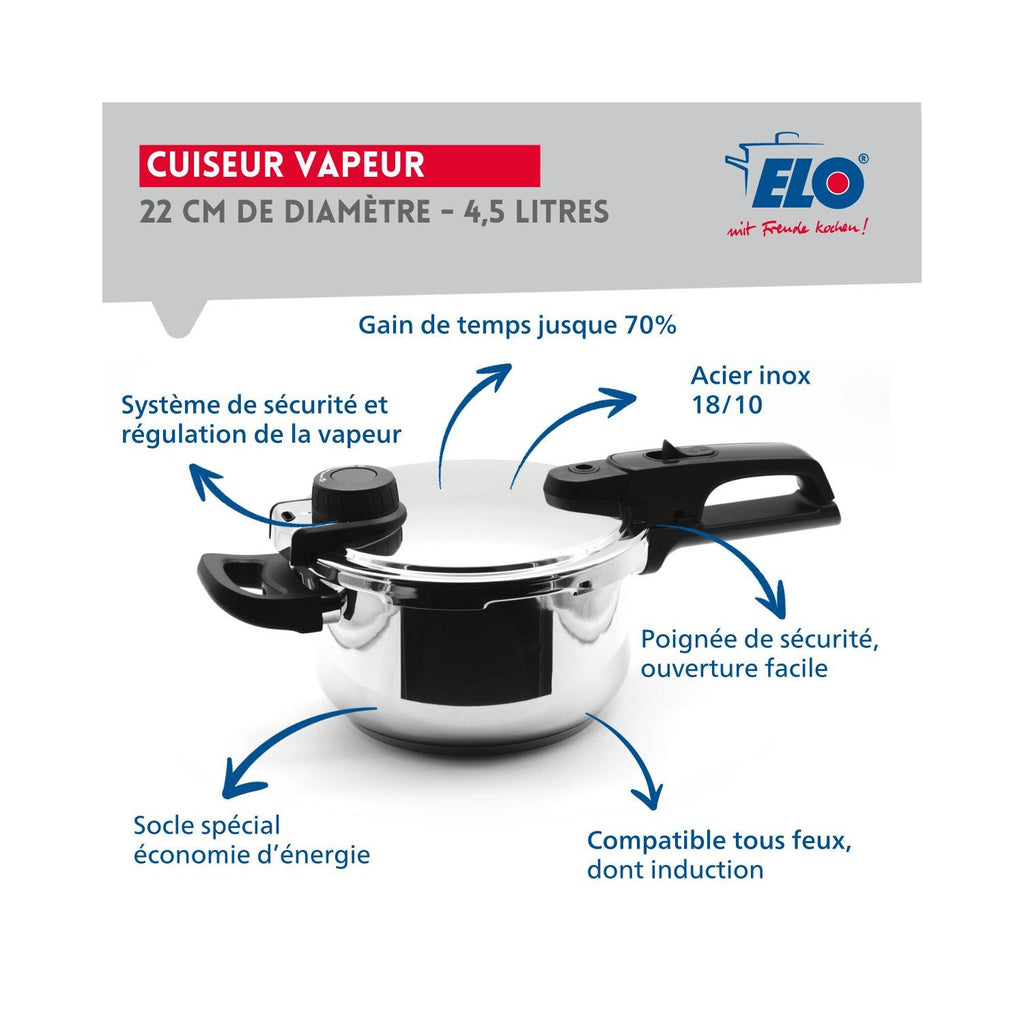 Autocuiseur Vapeur En Acier Inoxydable 18/10 Elo Mistral Premium - Aluminium