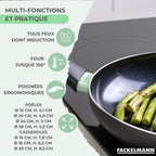 Cookware Set with 4 Frying Pans, 3 Saucepans and 5 PFAS-Free Fackelmann Brandao Vario Kitchen Utensils - Black/Green
