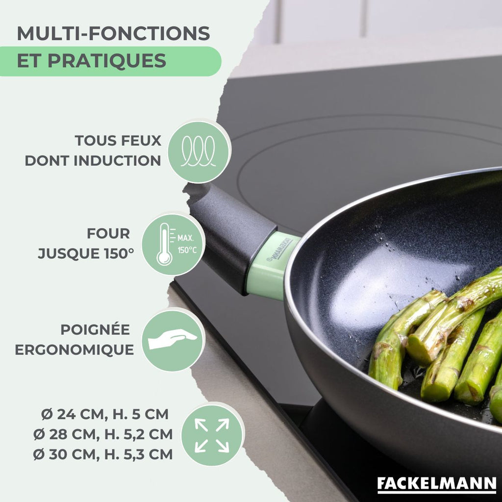 Set Di 3 Padelle Antiaderenti In Ceramica Fackelmann Brandao - Nero/Verde