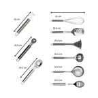 Ensemble Ustensiles De Cuisine 9 Pièces Fackelmann Elemental - Inox