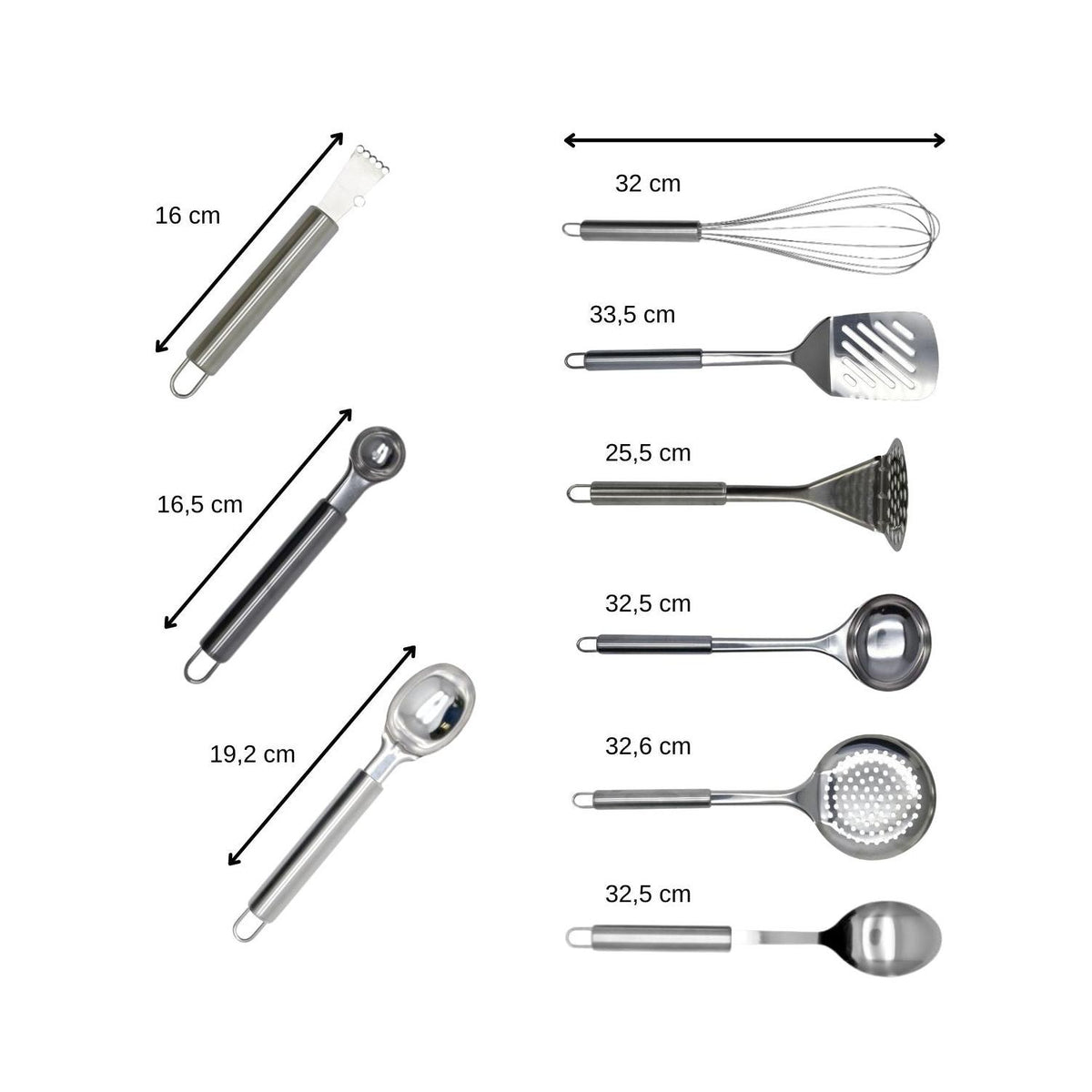 Ensemble Ustensiles De Cuisine 9 Pièces Fackelmann Elemental - Inox