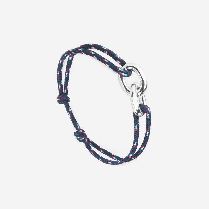 Bracelet Dinant - Bleu Marine Moucheté Blanc Rouge Bleu Ciel