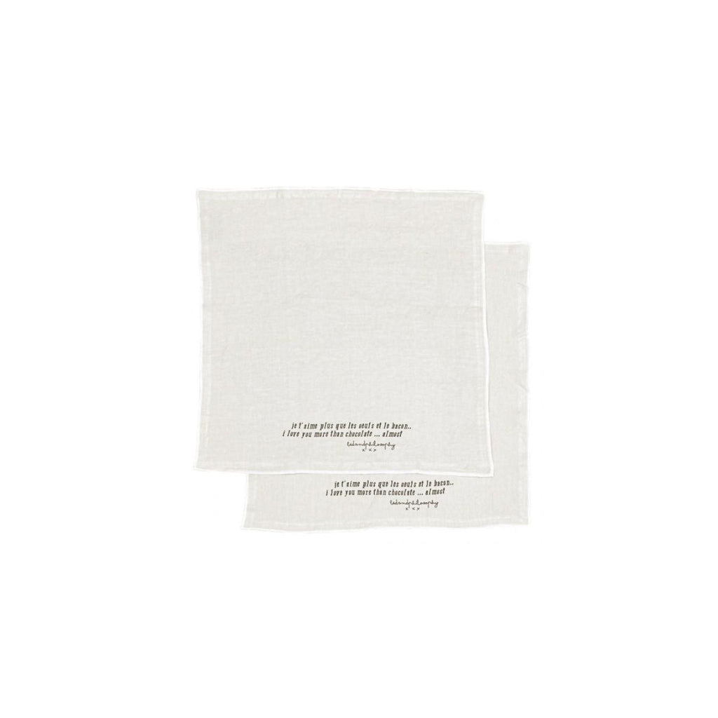 Set of 2 Screen-Printed Linen Napkins - Dinnersexp - Plume