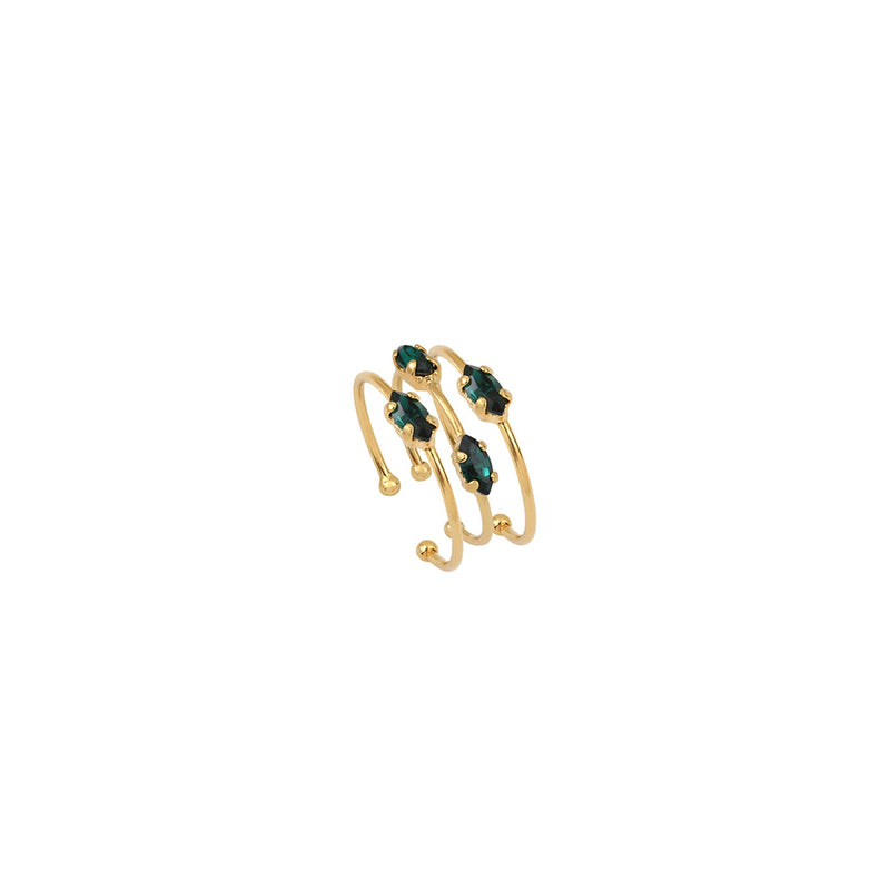 Bague Dorée Divine Set De 3 Emerald