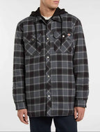 Sobrecamisa de franela con capucha y forro polar, corte holgado - Gris carbón - Hombre
