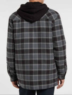 Sobrecamisa de franela con capucha y forro polar, corte holgado - Gris carbón - Hombre