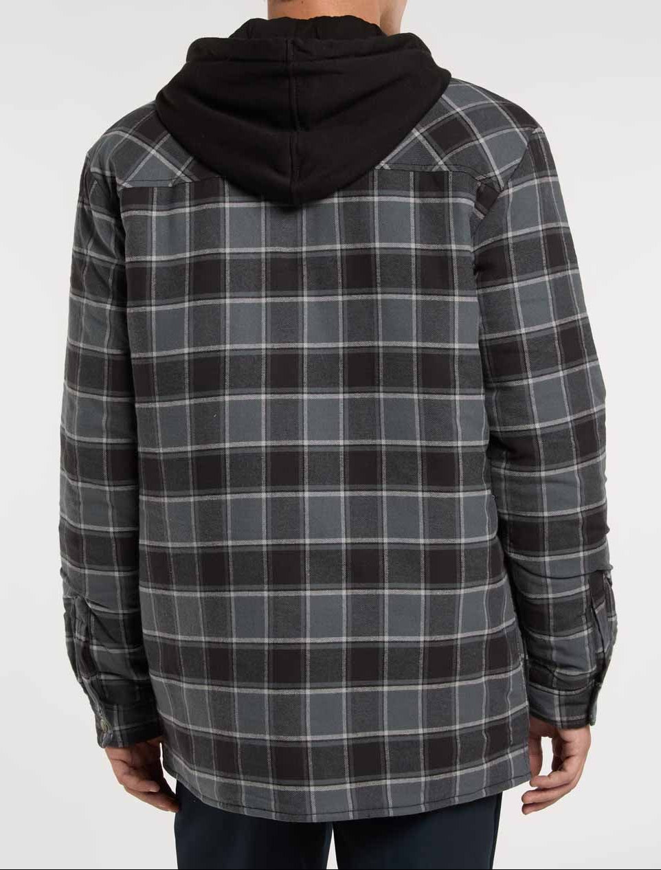 Sobrecamisa de franela con capucha y forro polar, corte holgado - Gris carbón - Hombre
