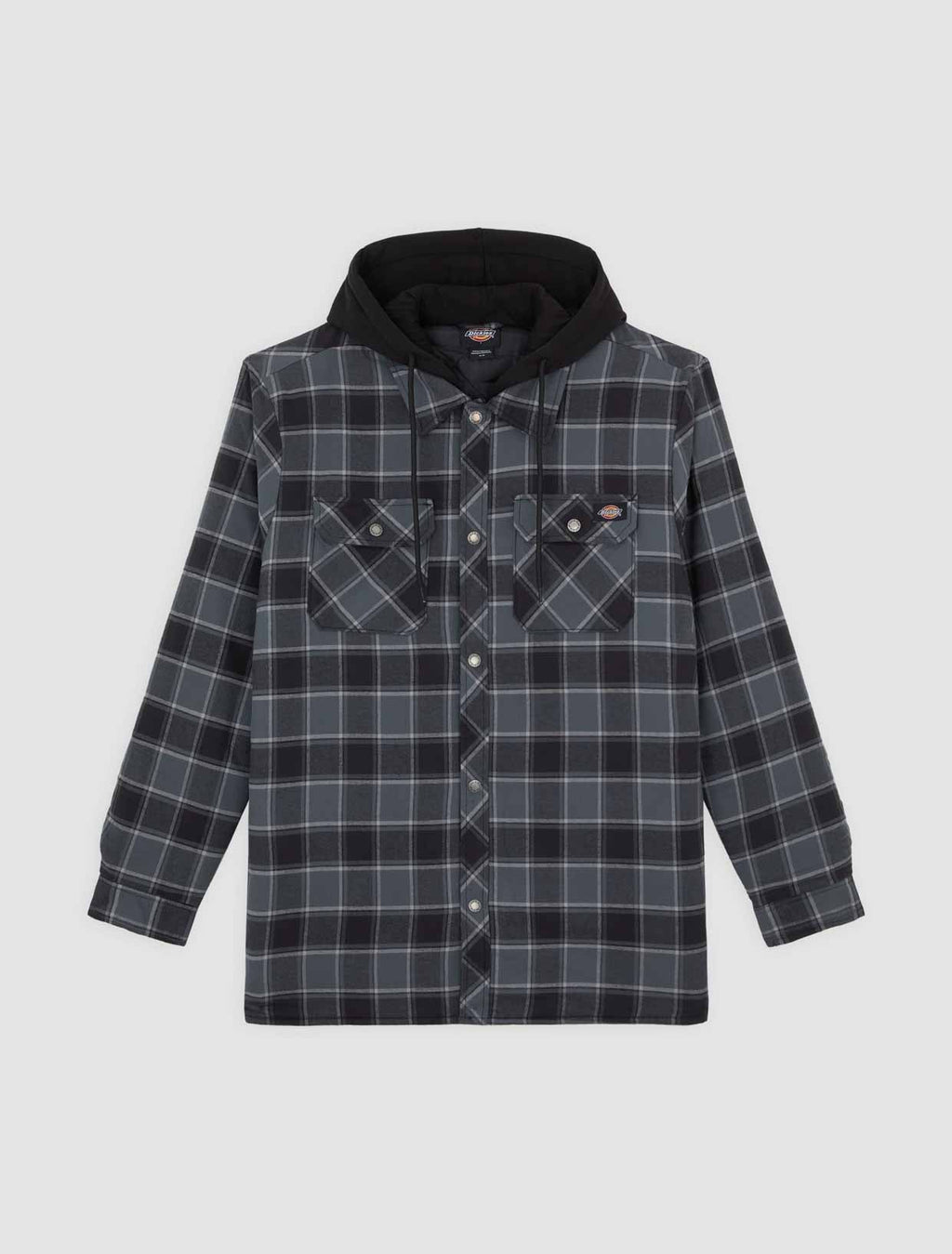Sobrecamisa de franela con capucha y forro polar, corte holgado - Gris carbón - Hombre