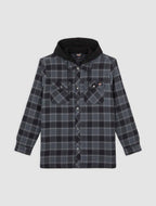 Sobrecamisa de franela con capucha y forro polar, corte holgado - Gris carbón - Hombre