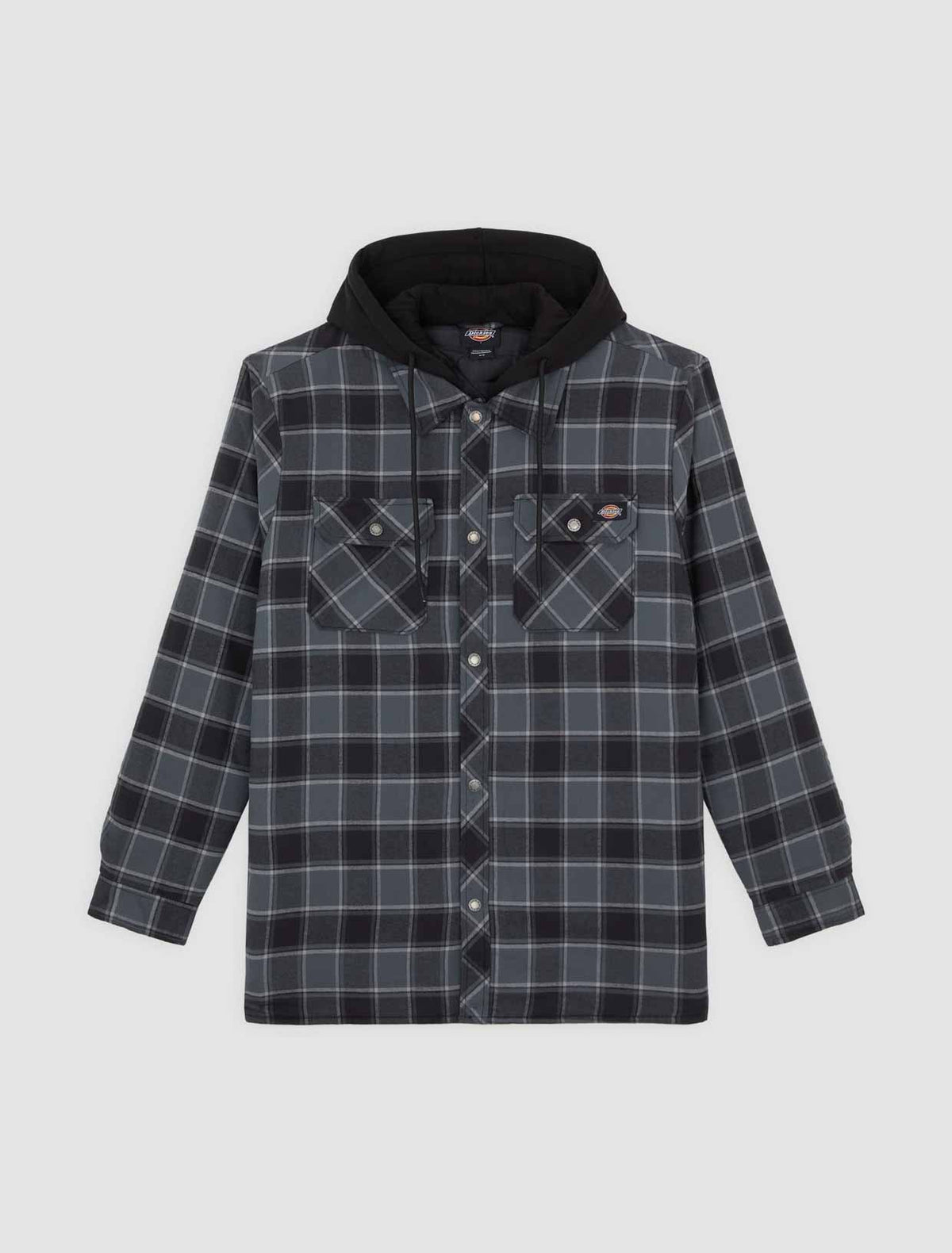 Sobrecamisa de franela con capucha y forro polar, corte holgado - Gris carbón - Hombre