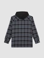 Sobrecamisa de franela con capucha y forro polar, corte holgado - Gris carbón - Hombre