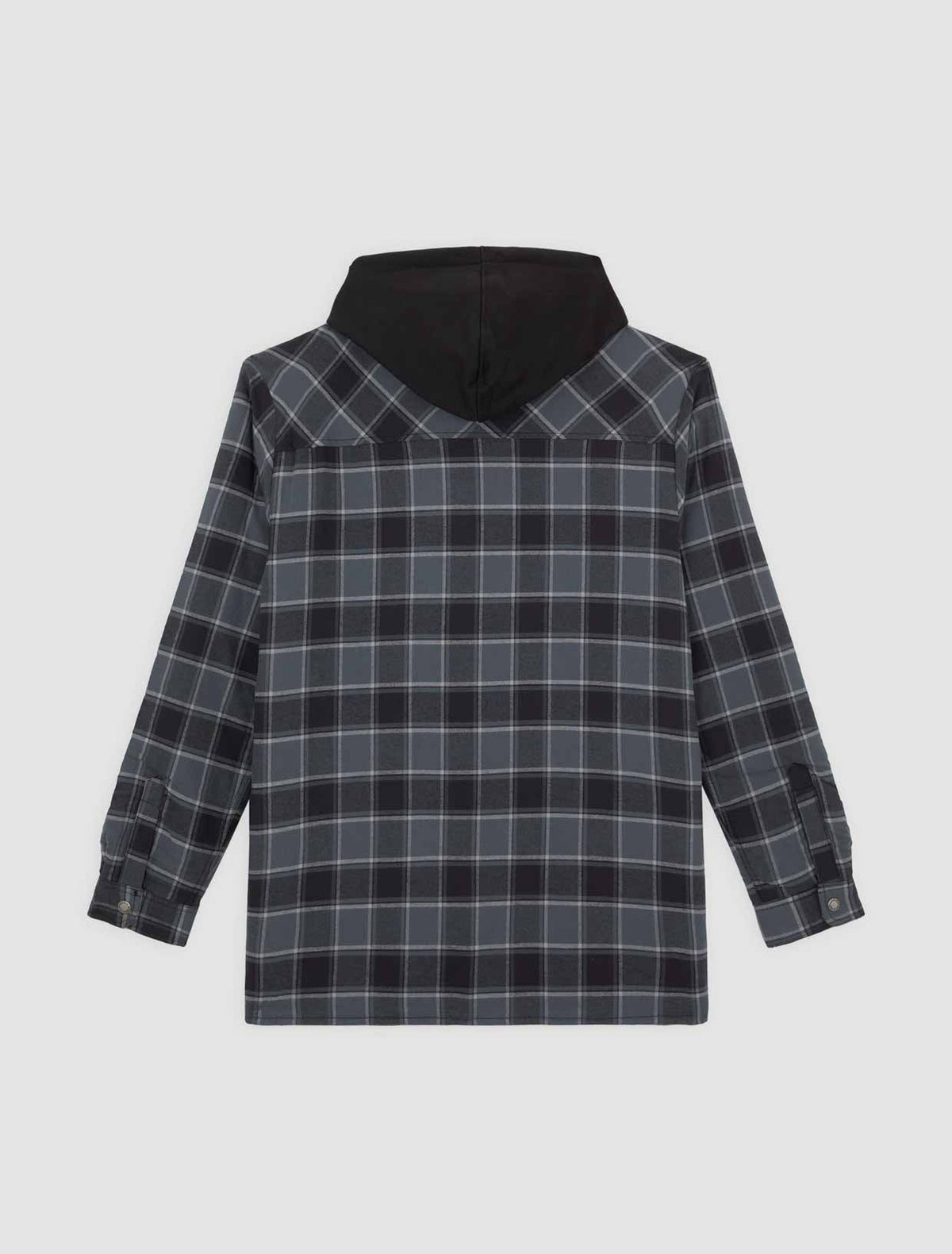 Sobrecamisa de franela con capucha y forro polar, corte holgado - Gris carbón - Hombre