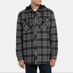Sobrecamisa de franela con capucha y forro polar, corte holgado - Gris carbón - Hombre