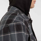 Sobrecamisa de franela con capucha y forro polar, corte holgado - Gris carbón - Hombre
