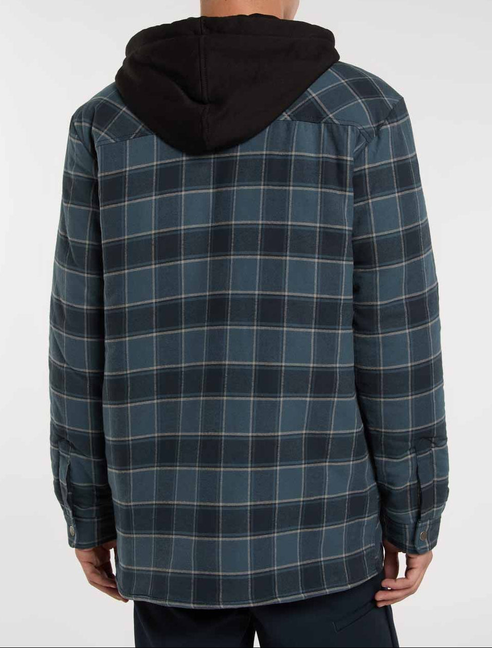 Relaxed Fleece-Lined Hooded Flannel Overshirt - Dark Navy - Men