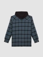 Relaxed Fleece-Lined Hooded Flannel Overshirt - Dark Navy - Men