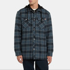 Relaxed Fleece-Lined Hooded Flannel Overshirt - Dark Navy - Men