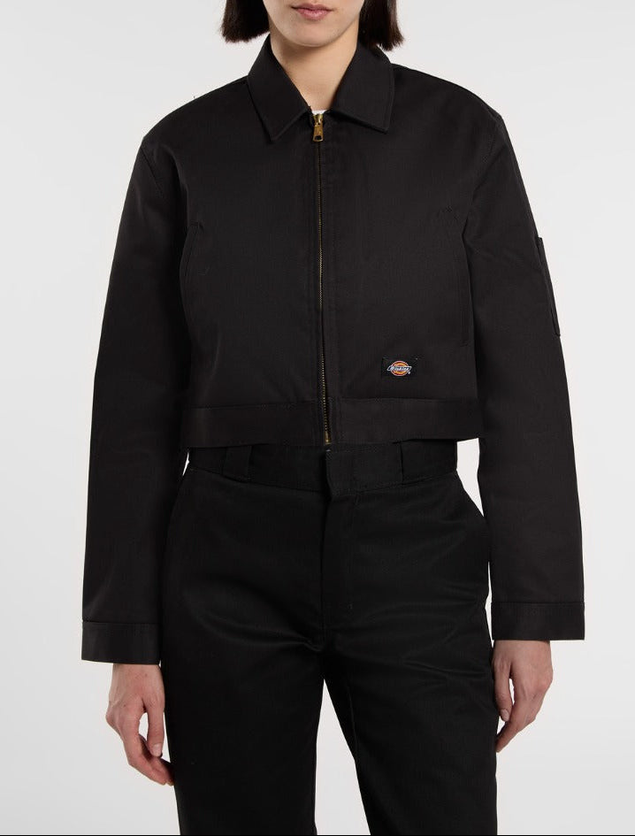 Eisenhower Cropped Lined Work Jacket - Black - Women