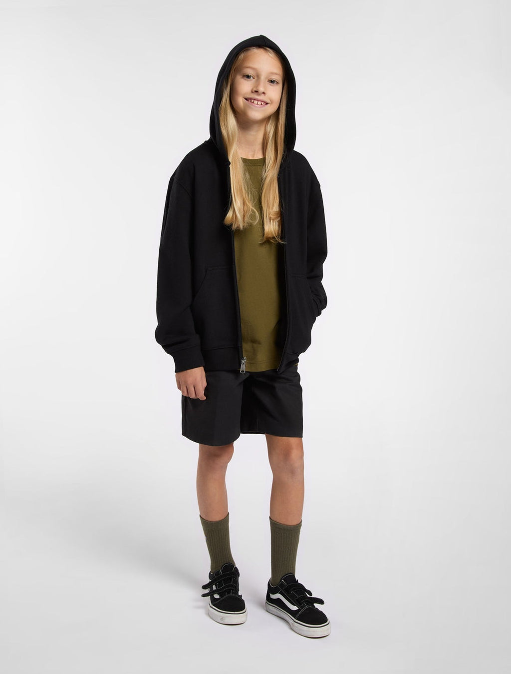 Sudadera Con Capucha Terry Para Niños - Black