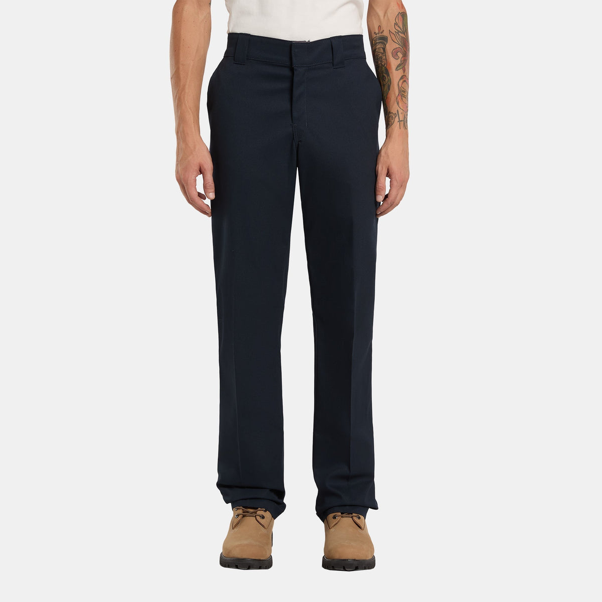 Pantalón de trabajo de sarga, corte regular y cintura activa - azul marino oscuro - hombre