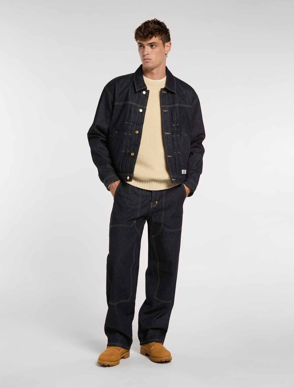 Jeans comodi Trucker Double Knee - Rinsed