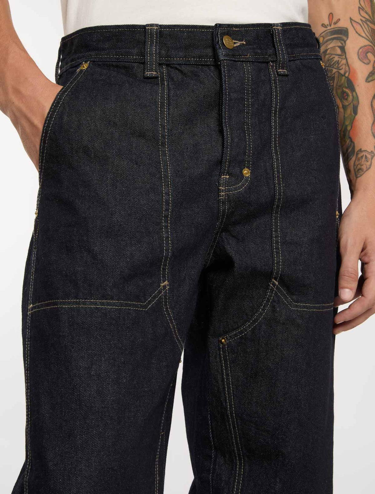 Jeans comodi Trucker Double Knee - Rinsed