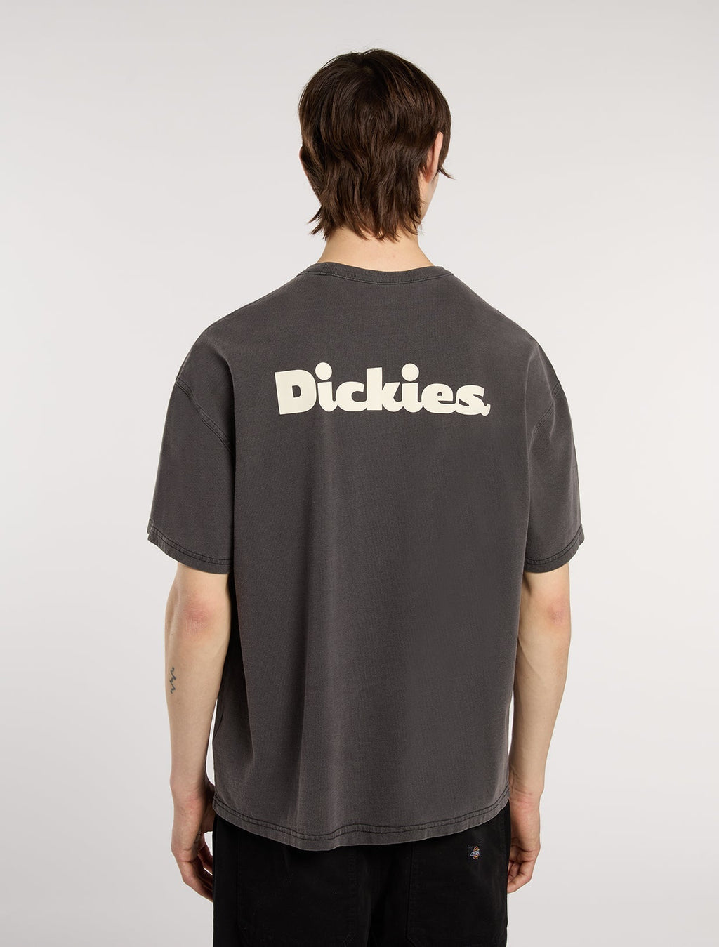 Camiseta de gramaje medio teñida en prenda Slayden - Negro