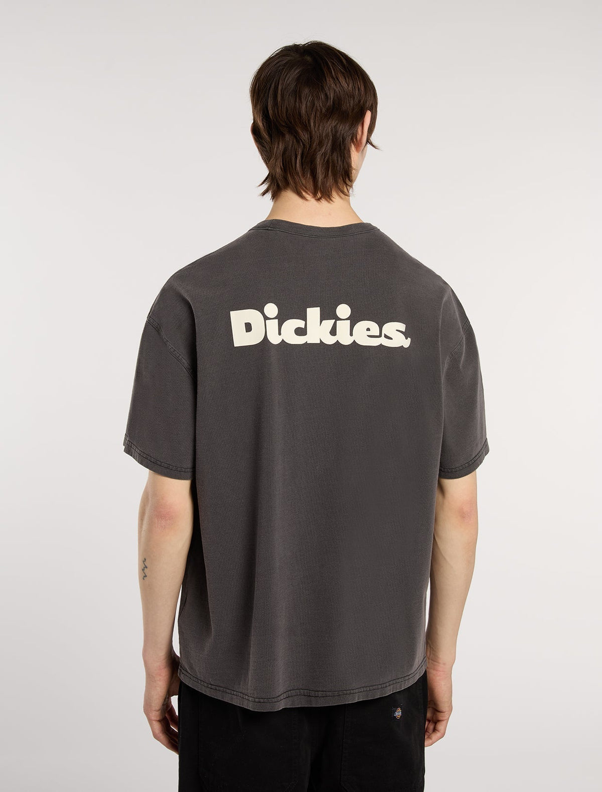 Camiseta de gramaje medio teñida en prenda Slayden - Negro