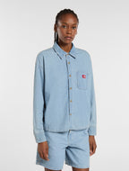 Lightweight Long Sleeve Denim Shirt - Blue